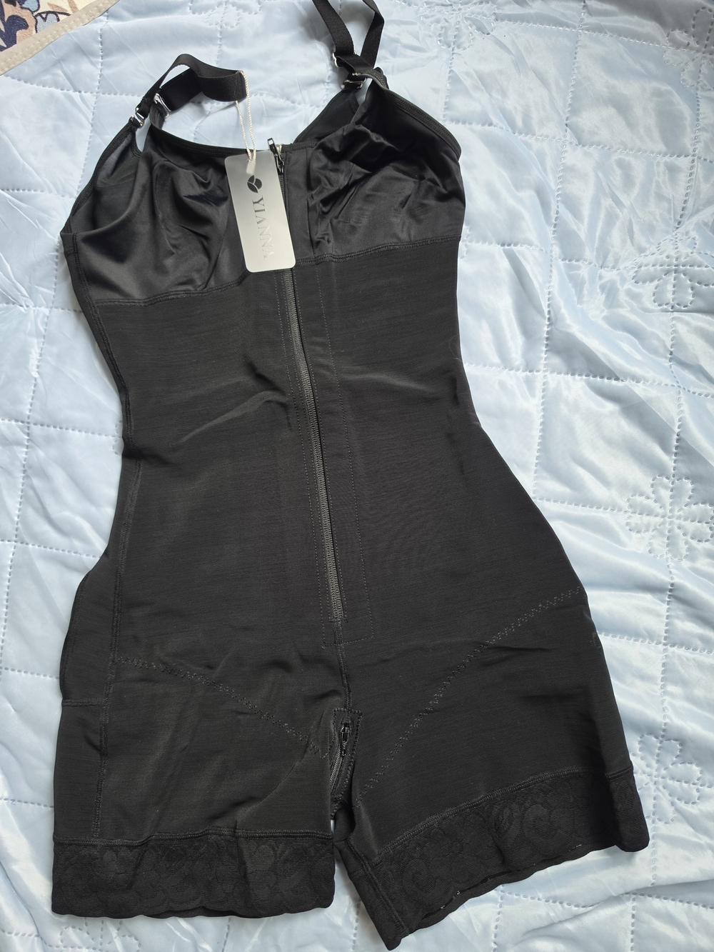 Shapewear Bodysuit with Zipper Closure - Black